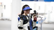 Mary Tucker of the Kentucky Wildcats competes during the Division I Men’s and Women’s Rifle Championship held at the French Field House on the Ohio State University campus on March 13, 2021, in Columbus, Ohio.