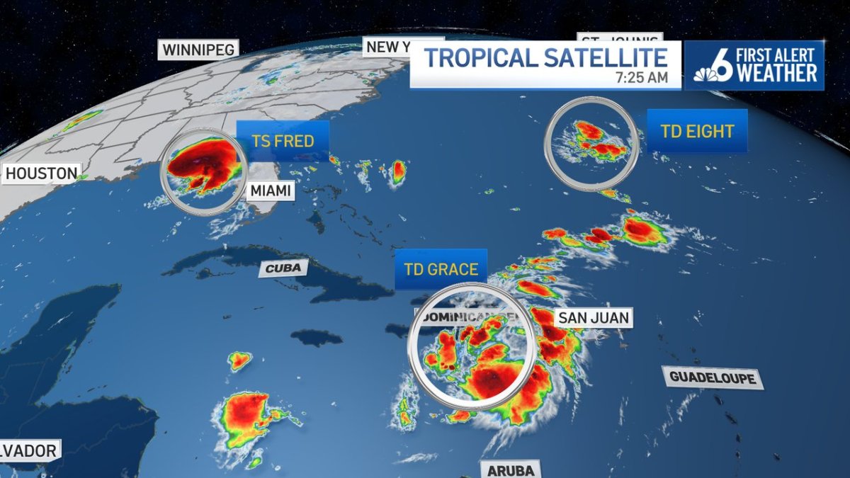 Fred, Grace & Newly Formed Tropical Depression 8 Impacting ...