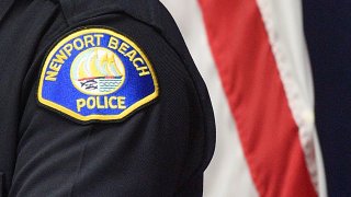 A: Newport Beach Police Department patch is pictured.