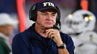 BOCA RATON, FLORIDA – NOVEMBER 09: Head Coach Butch Davis of the FIU Golden Panthers coaching against the Florida Atlantic Owls in the first quarter at FAU Stadium on November 09, 2019 in Boca Raton, Florida. (Photo by Mark Brown/Getty Images)