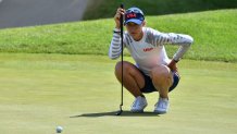 USA's Nelly Korda sets up a putt