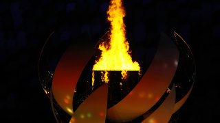 The Olympic Flame is seen before the Closing Ceremony of the Tokyo 2020 Olympic Games at Olympic Stadium on August 08, 2021 in Tokyo, Japan.