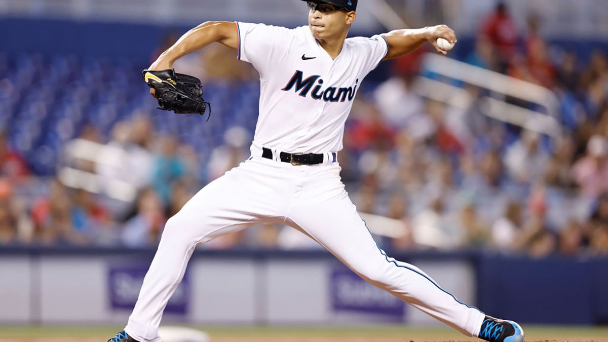 Jesus Luzardo of the Miami Marlins walks off the field during the News  Photo - Getty Images