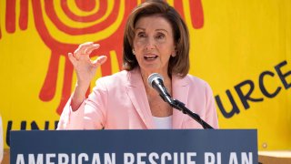 FILE - In his Aug. 10, 2021, file photo, House Speaker Nancy Pelosi speaks regarding the Emergency Rental Assistance program in San Francisco.