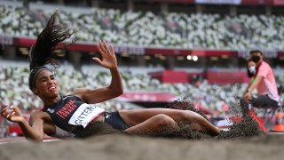 Tyra Gittens competes in the Women's Long Jump Final