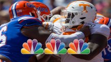 GAINESVILLE, FL - SEPTEMBER 21: University of Tennessee defensive end Darel Middleton (97) takes on University of Florida center Nich Buchanan (66) during a college football game between the Tennessee Volunteers and the Florida Gators on September 21, 2019, at Ben Hill Griffin Stadium in Gainesville, FL. (Photo by Mary Holt/Icon Sportswire via Getty Images)
