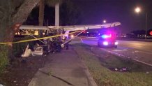 Scene of a small plane crash in Miramar on Sept. 27, 2021.