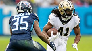 Alvin Kamara #41 of the New Orleans Saints