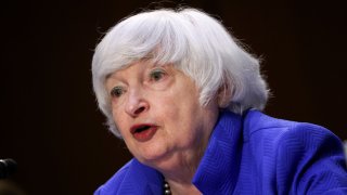 Treasury Secretary Janet Yellen testifies during a Senate Banking, Housing and Urban Affairs Committee hearing on the CARES Act, at the Hart Senate Office Building in Washington, DC, U.S., September 28, 2021.
