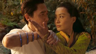 This image released by Marvel Studios shows Tony Leung, left, and Fala Chen in a scene from "Shang-Chi and the Legend of the Ten Rings."