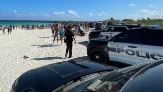 Miami Beach Police said officers responded to a “large unruly crowd” at the beach.