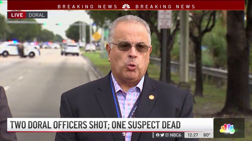 Doral Police Spokesman Gives Update on Shootout That Left 2 Officers Injured, Suspect Dead