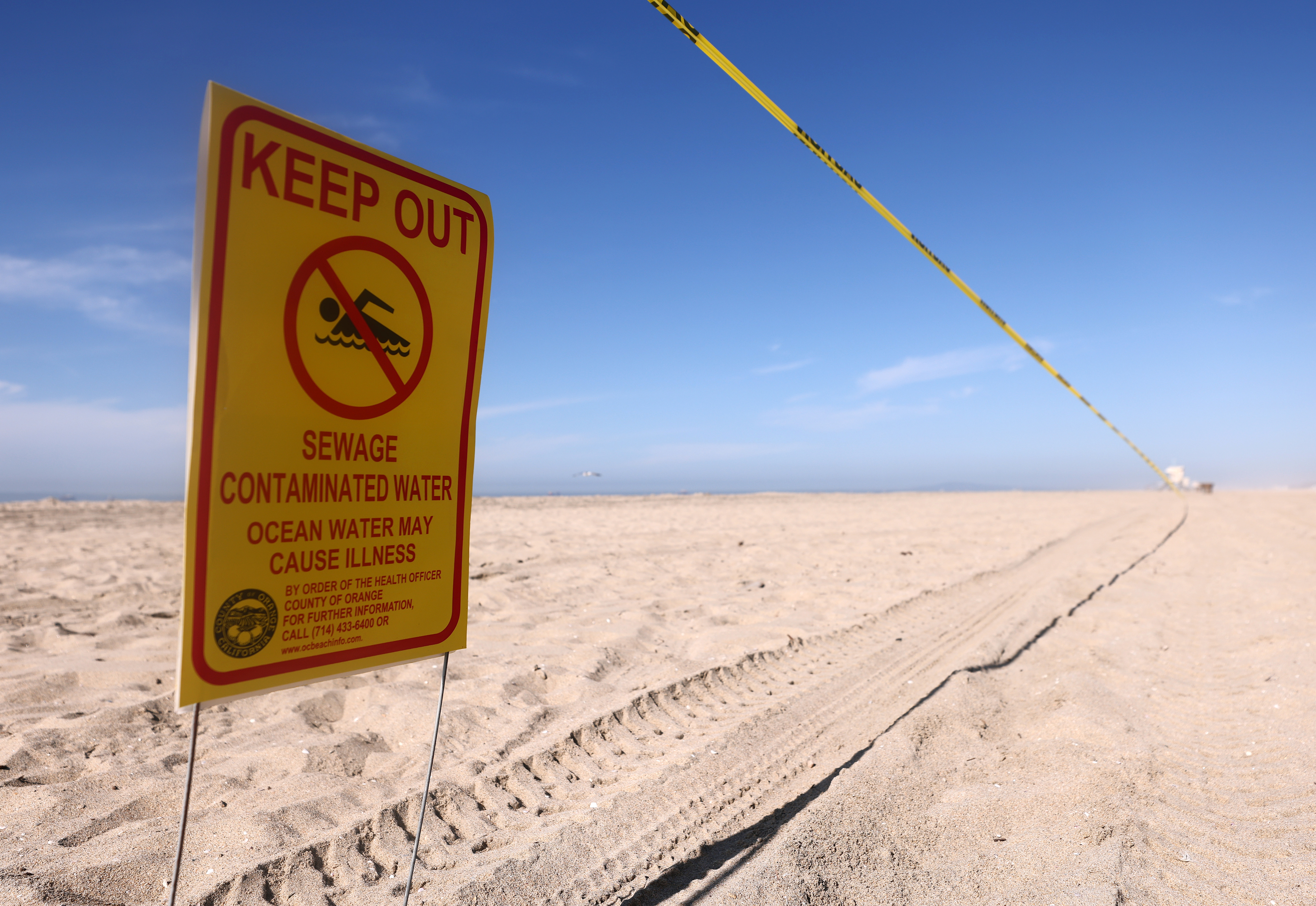 U.S. Rep. Michelle Steele of California's 48th district sent a letter to President Joe Biden on Sunday, requesting a Major Disaster Declaration for Orange County. <br><br>“It is imperative that the Federal Government assist in recovery efforts," she wrote in that letter. "Constituents who live along the shoreline are already reporting oil on the beach and strong odors. Officials are already responding to protect sea life. Dead fish and birds are already being reported on beaches and shorelines."<br><br>Here, a ‘Keep Out’ sign is posted near oil washed up on Huntington State Beach after the spill.