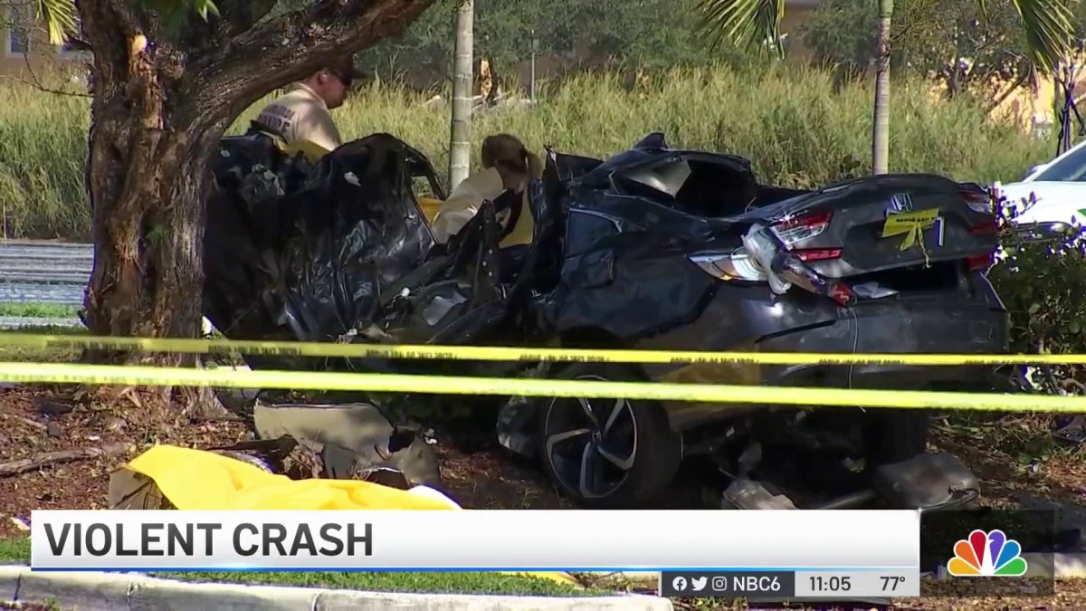 Video shows mangled wreckage of car after fatal Kendall crash