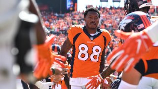Denver Broncos wide receiver Demaryius Thomas (88) before the game against the Seattle Seahawks at Broncos Stadium at Mile High.