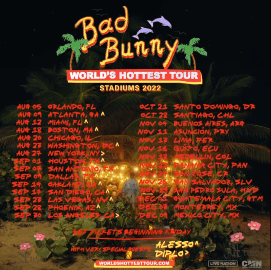 bad bunny tour cities