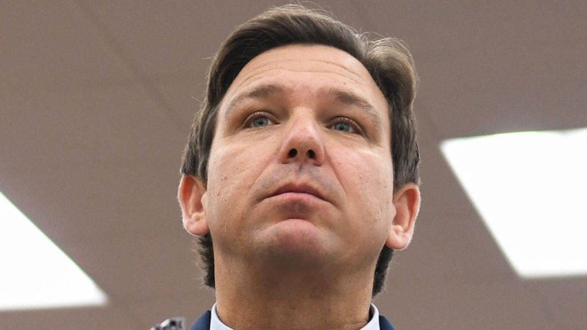 DAYTONA BEACH, FLORIDA, UNITED STATES – 2021/11/22: Florida Gov. Ron DeSantis speaks at a press conference at Buc-ee’s travel center, where he announced his proposal of more than $1 billion in gas tax relief for Floridians in response to rising gas prices caused by inflation. DeSantis is proposing to the Florida legislature a five-month gas tax holiday. (Photo by Paul Hennessy/SOPA Images/LightRocket via Getty Images)