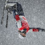 USA's Megan Nick takes a practice run ahead of the freestyle skiing women's aerials qualification during the 2022 Winter Olympic Games at the Genting Snow Park & Stadium, Zhangjiakou, Feb. 13, 2022.
