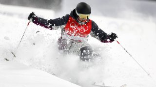 Katharina Ramsauer of Team Austria competes during the Women's Freestyle Skiing Moguls Qualification during the Beijing 2022 Winter Olympic Games at Genting Snow Park on February 3, 2022 in Zhangjiakou, China.