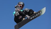 BEIJING, CHINA - FEBRUARY 15: Redmond Gerard of Team United States performs a trick during the Men's Snowboard Big Air final on Day 11 of the Beijing Winter Olympics at Big Air Shougang on February 15, 2022 in Beijing, China. (Photo by Elsa/Getty Images)