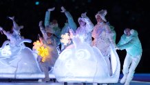 Performers riding floats based on the twelve animals of the zodiac dance during the Beijing 2022 Winter Olympics Closing Ceremony at the 2022 Winter Olympics at Beijing National Stadium, Feb. 20, 2022, in Beijing.