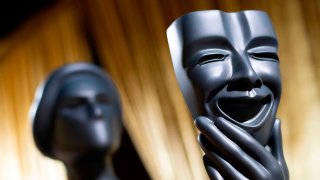 View of the “Actor” statue at the 25th Annual Screen Actors Guild Awards preparations at The Shrine Auditorium, in Los Angeles, California, on January 26, 2019. (Photo by VALERIE MACON / AFP) (Photo credit should read VALERIE MACON/AFP via Getty Images)