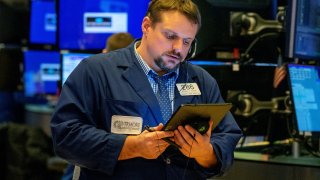 A Trader on the floor of the NYSE