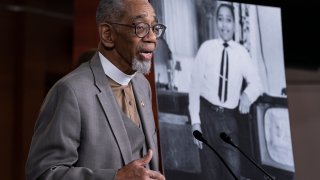 FILE – Rep. Bobby Rush, D-Ill., speaks during a news conference about the “Emmett Till Anti-Lynching Act” on Capitol Hill in Washington, on Feb. 26, 2020.
