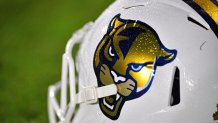 BOCA RATON, FLORIDA - NOVEMBER 09: A detailed view of the Golden FIU Golden Panthers logo used during the game against the Florida Atlantic Owls in the first half at FAU Stadium on November 09, 2019 in Boca Raton, Florida. (Photo by Mark Brown/Getty Images)