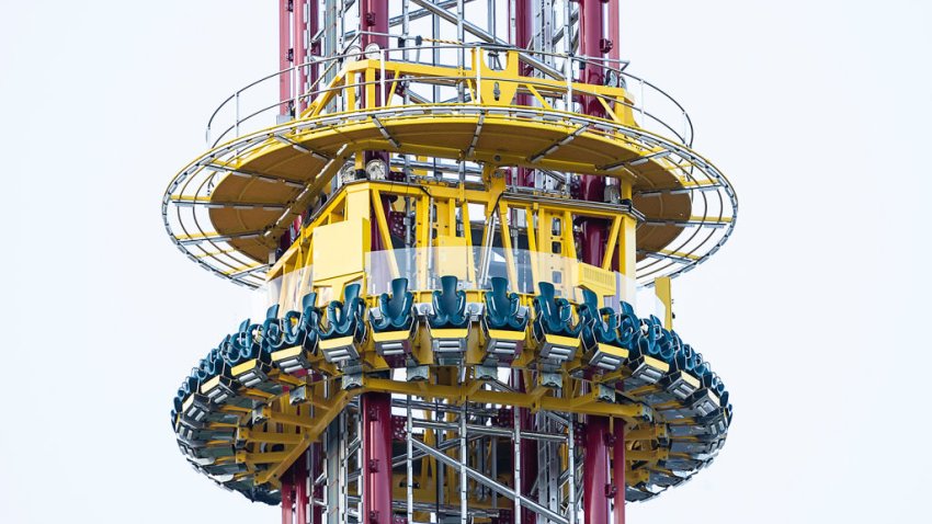 Close up view of the Orlando Free Fall off of International Drive on Friday morning, hours after a 14-year-old boy fell to his death from the ride, according to the Orange County Sheriff's Office. (Willie J. Allen Jr./Orlando Sentinel/Tribune News Service via Getty Images)