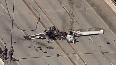 Aftermath of Small Plane Crash on Bridge