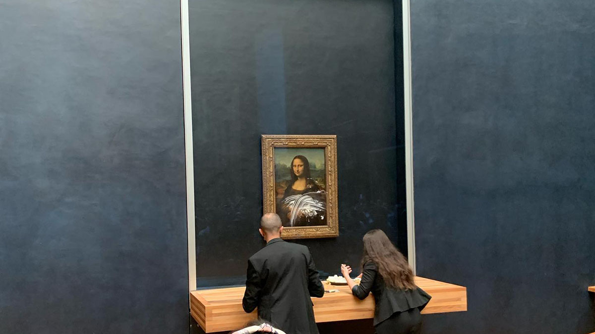 Man in Wig Throws Cake at Glass Protecting Mona Lisa NBC 6 South Florida