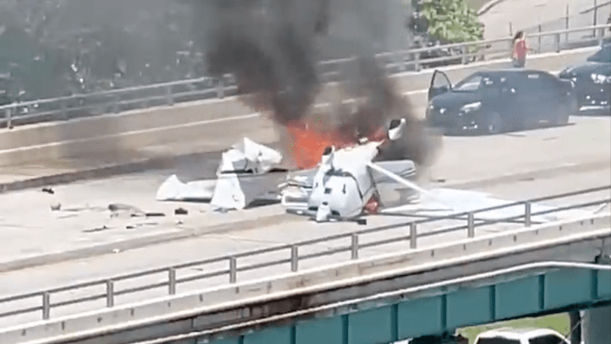 6 Injured After Small Plane Crash Lands on Miami Bridge, Catches Fire - NBC 6 South Florida