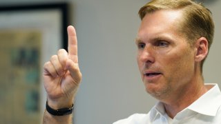 FILE - Rep. Michael Guest, R-Miss., speaks before a gathering of potential voters in Magee, Miss., June 16, 2022