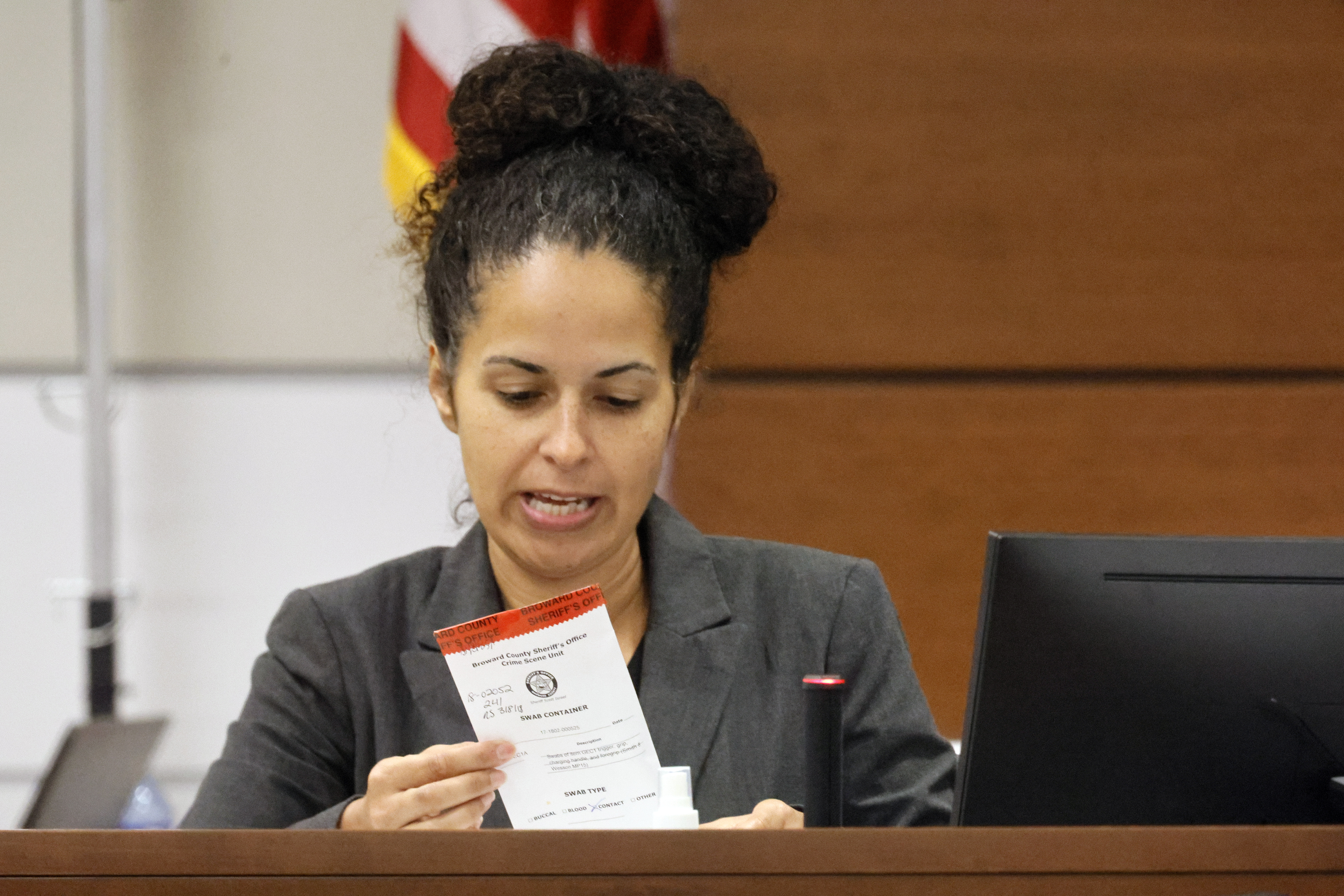 Broward Sheriff’s Office Crime Lab DNA Technician Rebecca Santiago confirms the DNA confirmation of Nikolas Cruz.