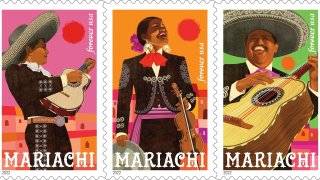 This image provided by the U.S. Postal Service shows a special series of mariachi stamps