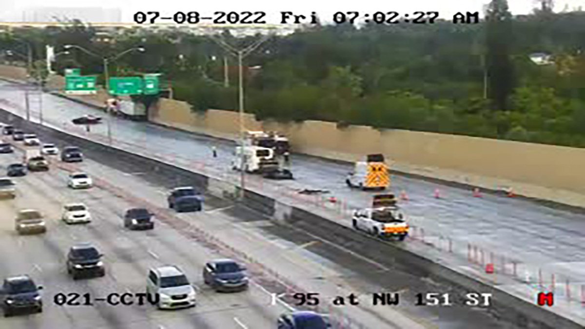 Crash Involving Tractor-Trailer Causes Closures on I-95 in Miami-Dade ...
