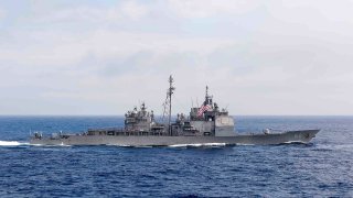 The guided-missile cruiser USS Chancellorsville