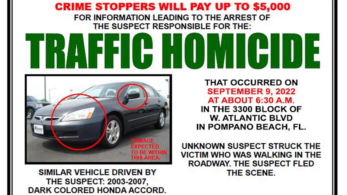 Deputies Searching for Driver, Trying to ID Woman Killed in Pompano Beach Hit-and-Run