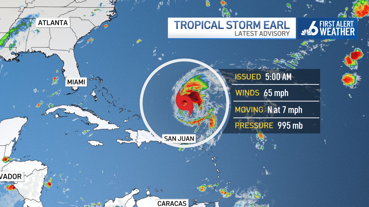 Tropical Storm Earl Expected to Strengthen to Hurricane Later This Week