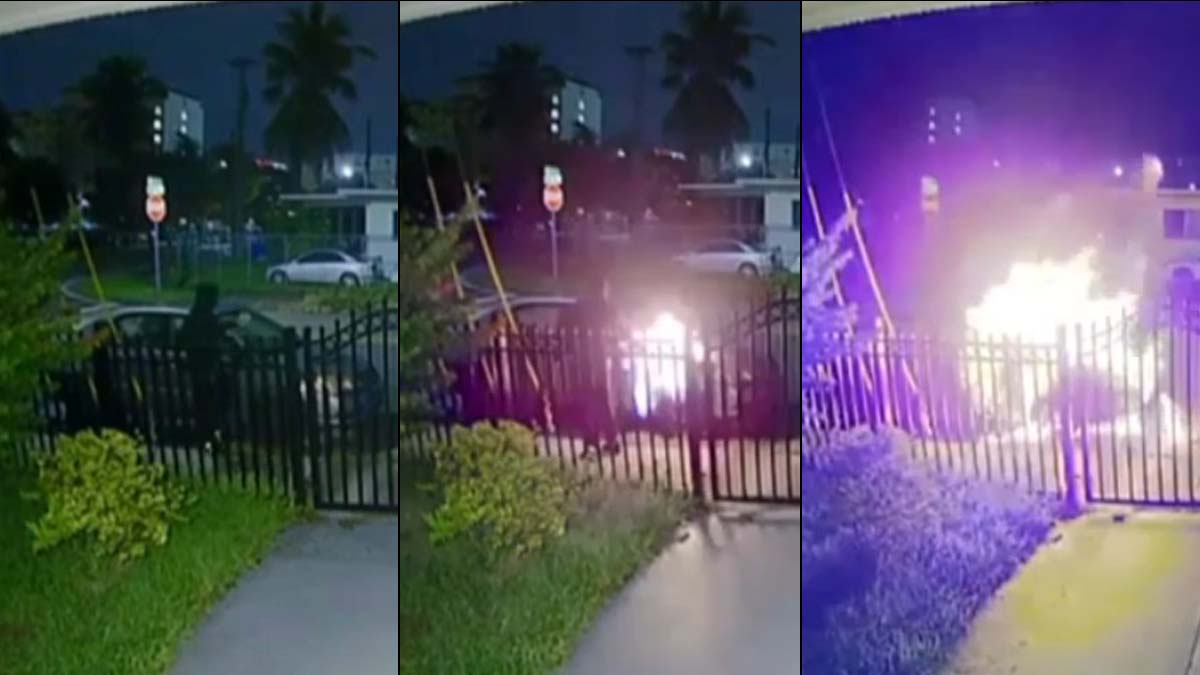 Video Shows Arsonist Setting Car on Fire Outside Miami Man’s Home NBC
