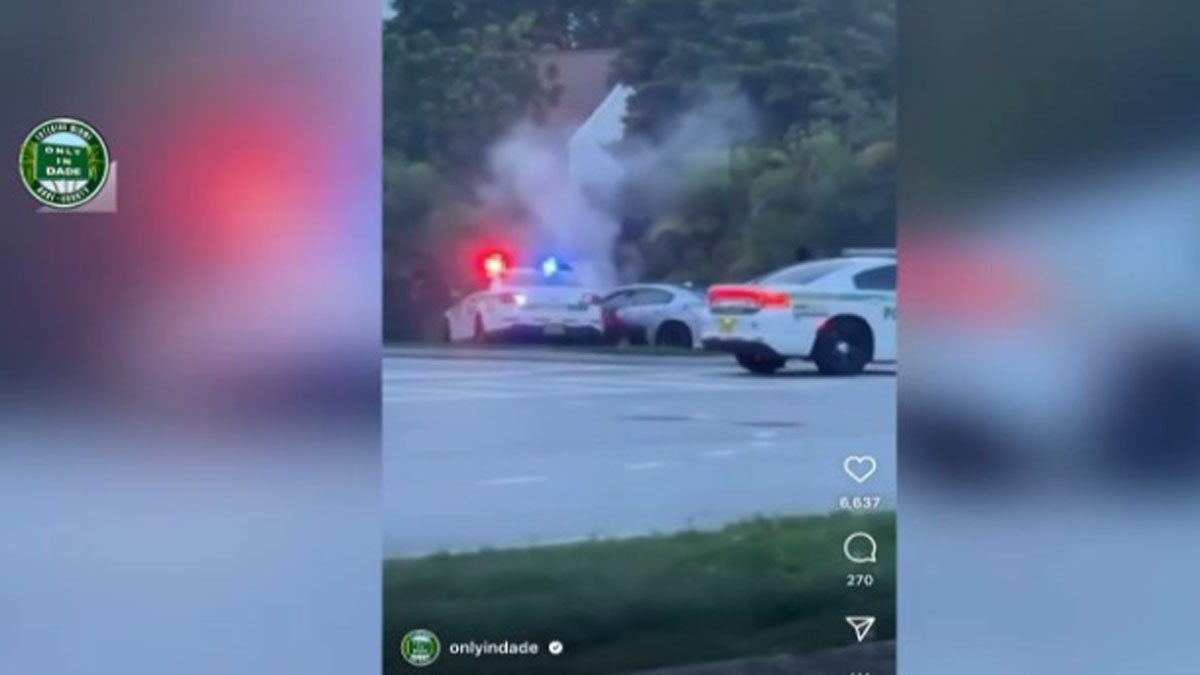 Driver Tries to Run Miami-Dade Police Car  Off Road During Pursuit, Crashes