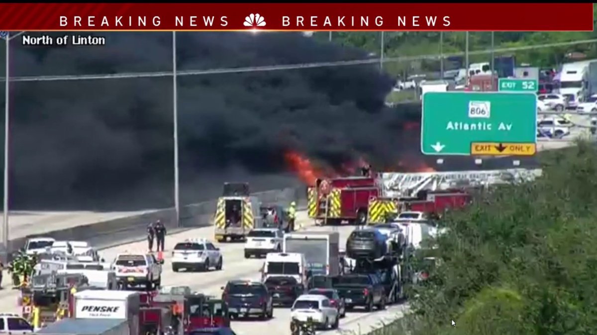 Major Fire on I-95 in Palm Beach County After Tanker Crash – NBC 6 ...