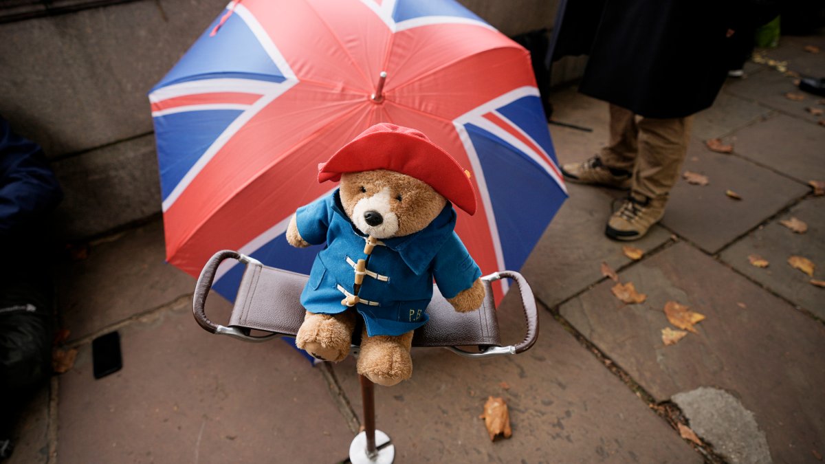 Paddington Bears Remaining Outside Buckingham Palace, Windsor for Queen to Be Presented to Charity