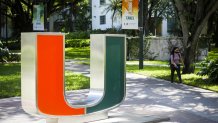 A student on campus at the University of Miami (UM) in Miami, Florida, U.S., on Thursday, Sept. 9, 2021. 