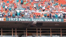 Ghosts of the Orange Bowl - This year will mark the 50th anniversary of the  Miami Dolphins 1972 undefeated season. The team unveiled a logo to  commemorate the anniversary.