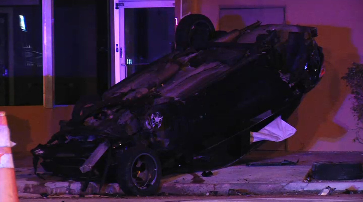Person Hospitalized After Rollover Crash in Hollywood