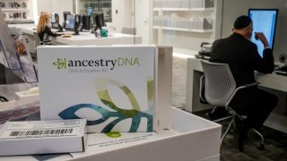 A genealogy testing kit for Ancestry/DNA is displayed in the Ackman and Ziff Family Genealogy Institute research area at the Center for Jewish History (CJH), Tuesday Nov. 29, 2022, in New York.