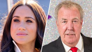 Jeremy Clarkson, right, has responded to backlash against his column on Meghan Markle, left, after he wrote in The Sun that he wanted the Duchess of Sussex "made to parade naked through the streets of every town in Britain while the crowds chant 'Shame!' and throw lumps of excrement at her."