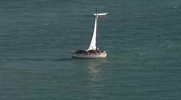 Large Group of Migrants on Overloaded Boat Near Virginia Key